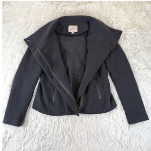 LOFT Dark Gray Moto‎ Jacket Casual Long Sleeve Small Petite SP Bikercore Casual